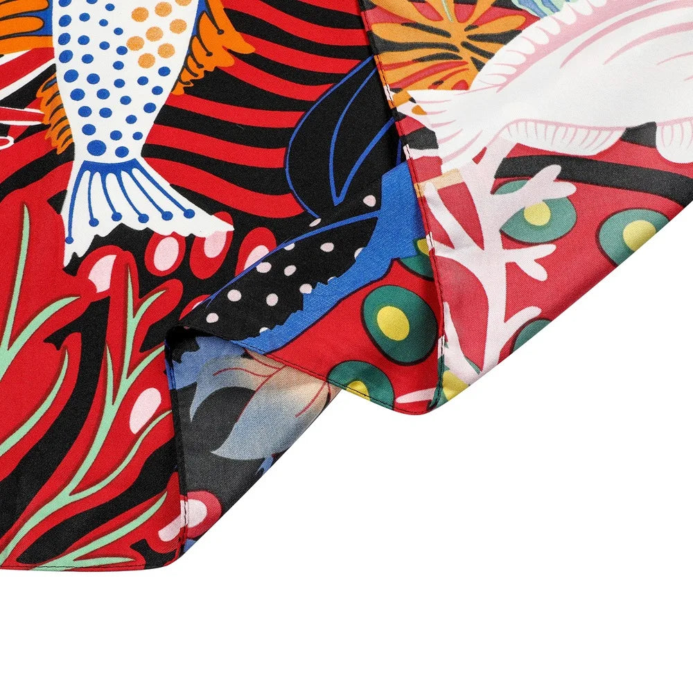 130*130cm 100% Twillseidentuch Frauen Quadratisches Bandana Schal Die Unterwasserwelt Bedruckte Schals Weiblicher Foulard Halstuch