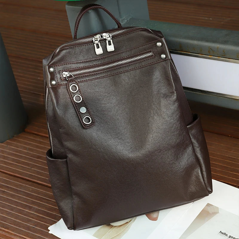 Sac à dos cuir véritable – Style rétro minimaliste