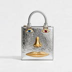 Sac bandoulière femme à visage décoratif et yeux bijoux