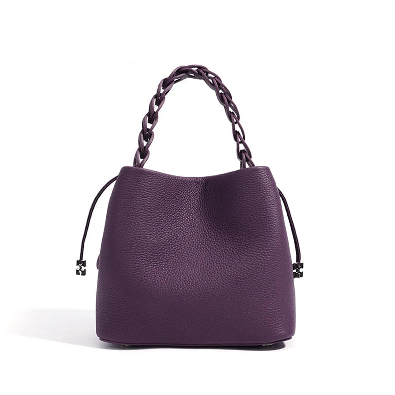 Sac bucket en cuir véritable souple – Doublure cuir