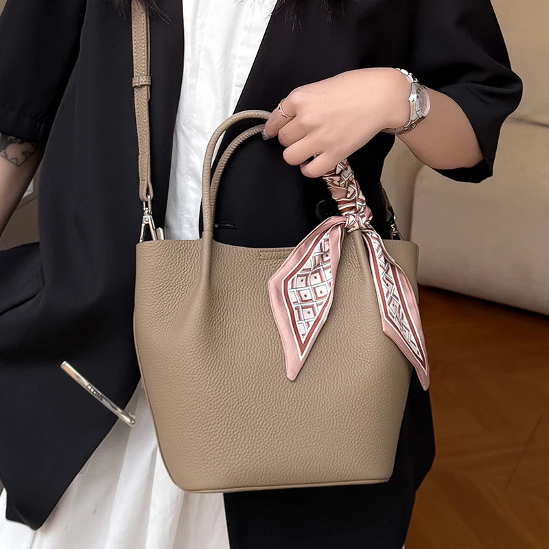 Sac Tote Cuir Véritable Ruban Décoratif Espaces Intérieurs