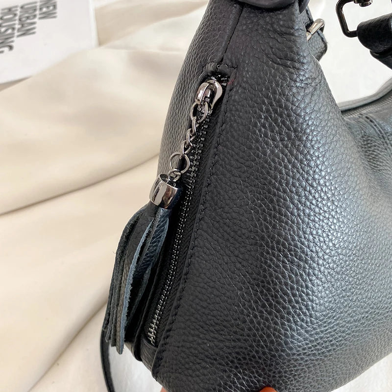 Sac à Main Hobo en Cuir Véritable Vintage – Femme MYNELIA