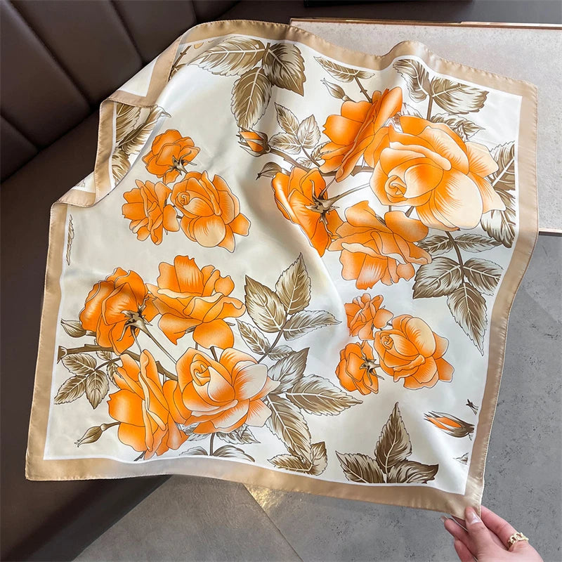 Foulard Carré Imprimé Floral 70×70 cm – Léger & Multicolore, Femme MYNELIA