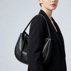Sac Demi-Lune en Cuir Véritable Souple Vintage