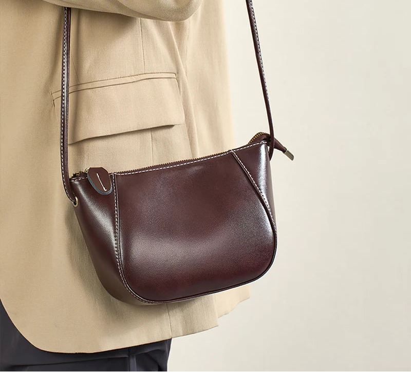 Sac Shell en Cuir véritable Doublure Coton 4 Poches