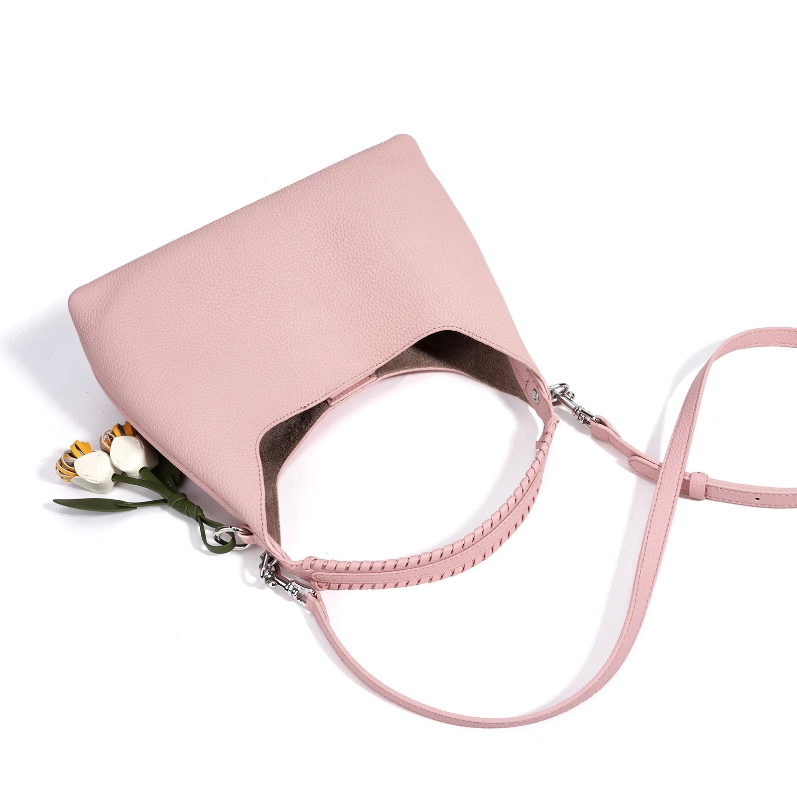 Sac bucket en cuir véritable grain supérieur – Style casual chic