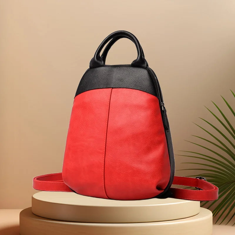 Sac à dos cuir véritable–Broderies Patchwork élégant MYNELIA
