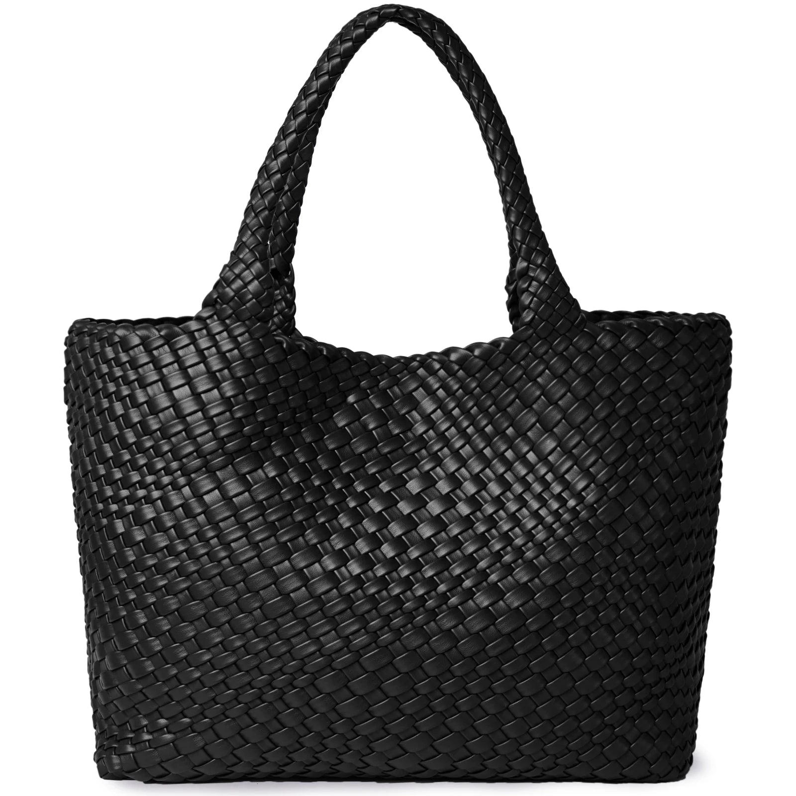 Sac Tote tressé en cuir PU vegan – Artisanal, Fermeture Hasp