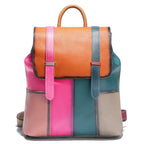 Sac à Dos Cuir Patchwork Multicolore – Grande Capacité & Voyage