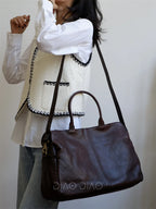 Sac en cuir véritable – Business, Intercalaire Ordinateur, Grande capacité