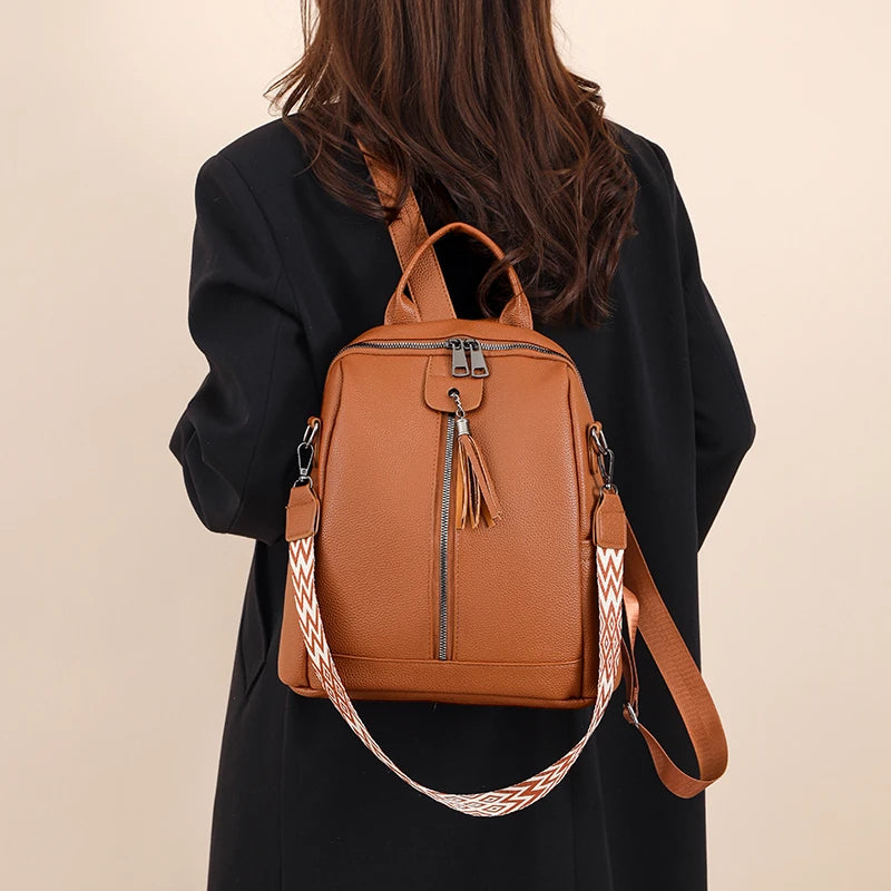 Sac à dos Fashion Femme – Simili-Cuir PU Glands & Broderies Style Chic