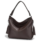 Zency Fashion Soft Real Genuine Leather Tassel Women's Handbag Ladies Shoulder Tote Messenger Hobo Bag Satchel Purple Green MYNELIA