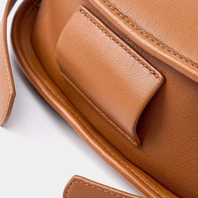 Sac Demi-Lune en Cuir Véritable Souple Vintage