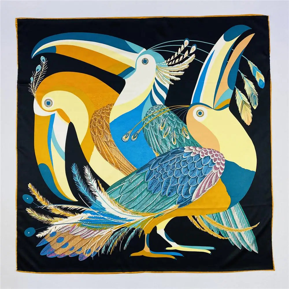 Foulard carré femme en soie imprimée – 90 × 90 cm
