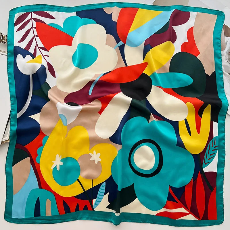 Foulard carré femme en polyester satiné – 70 × 70 cm