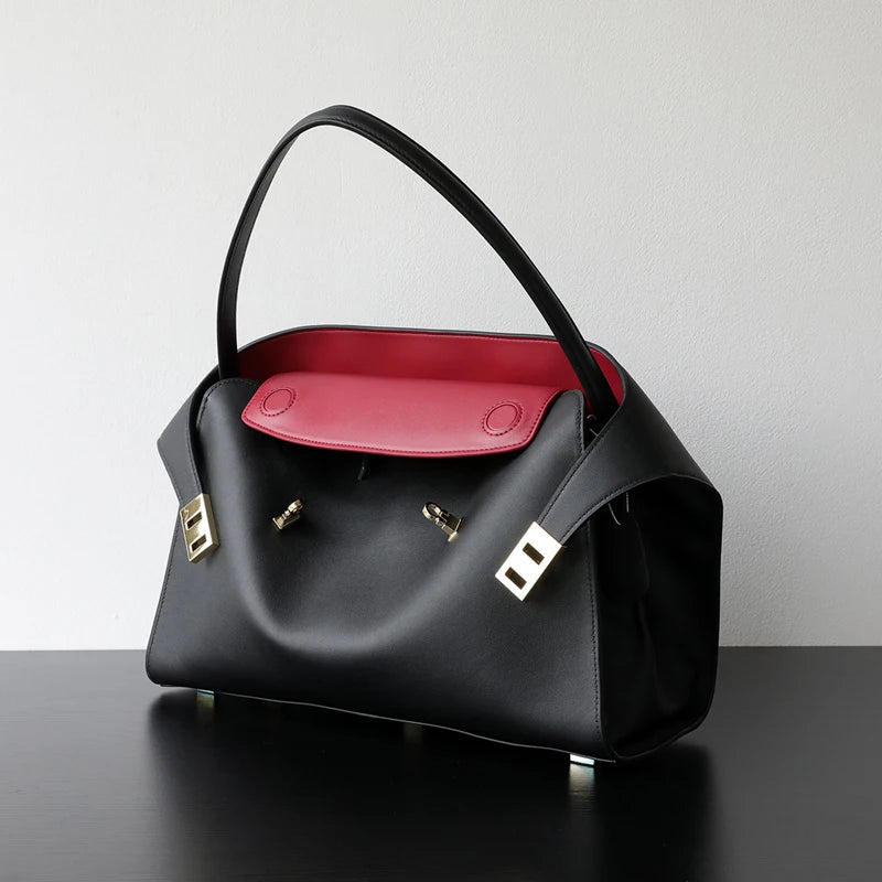Sac Tote en Cuir  Véritable Appliqués Déco