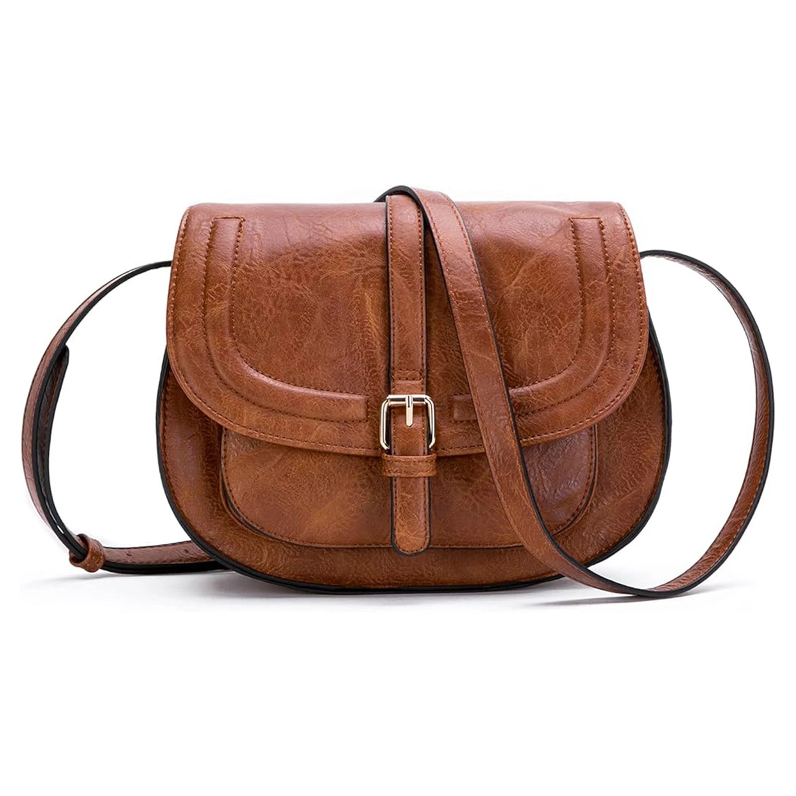 Sac à main Crossbody Cuir PU – Style Boho Selle,Décoration Frondée MYNELIA