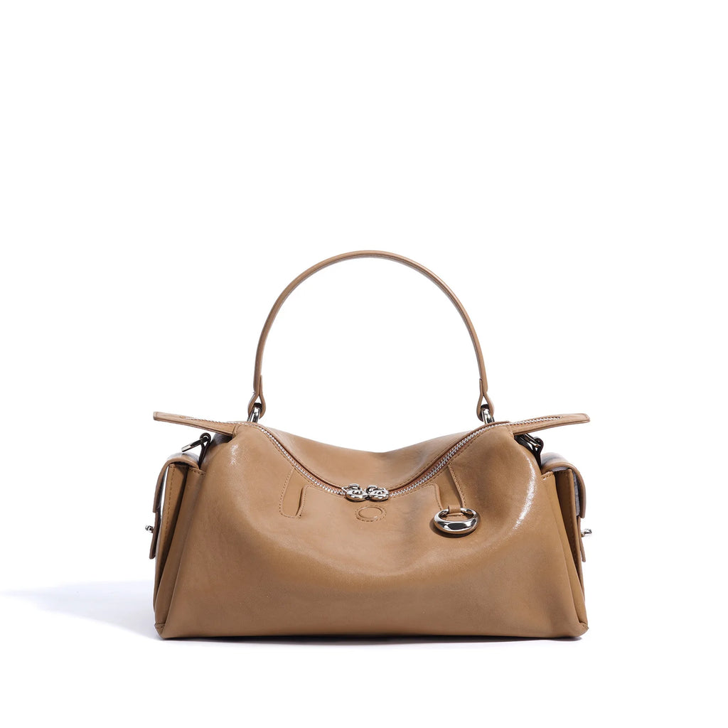 Handtasche aus echtem Leder, neues Nischen-Design 2025, modische Kissen-Tasche aus Rindsleder, einfache Umhängetasche für Damen