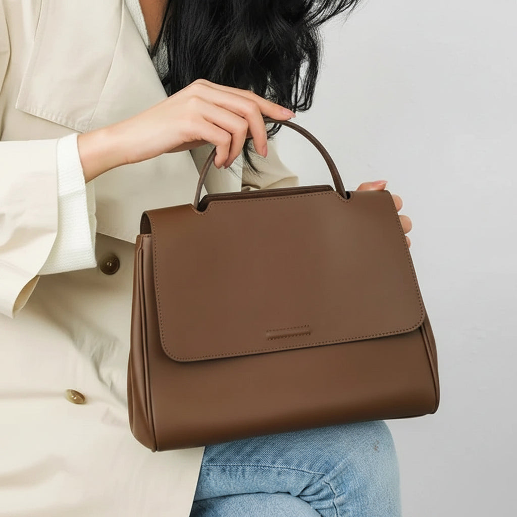 Sac Tote Cuir veritable Souple Rétro Luxe – Poche Flap