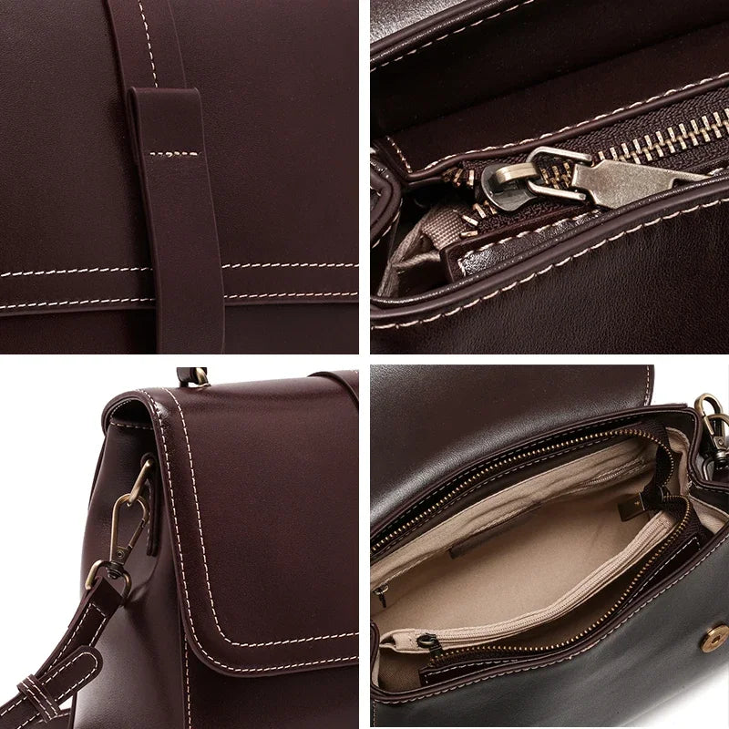 Sac à main cuir véritable vintage – Bandoulière & Épaule