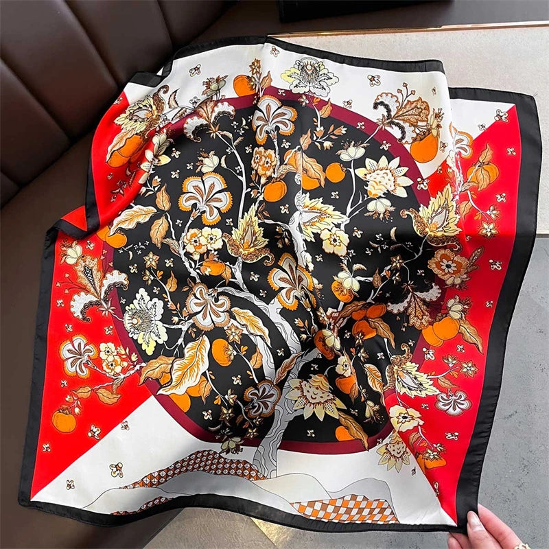 Foulard Carré Imprimé Floral 70×70 cm – Léger & Multicolore, Femme MYNELIA