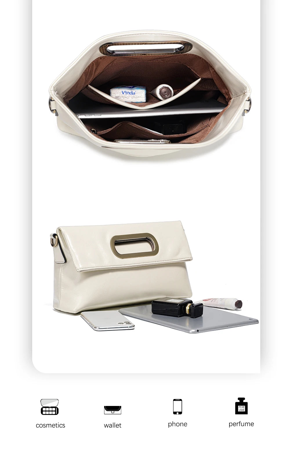 Sac enveloppe cuir véritable Vintage – Grande capacité