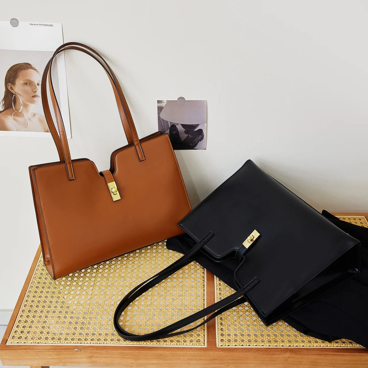 Sac à main cabas City-Grande capacité – Cuir PU MYNELIA