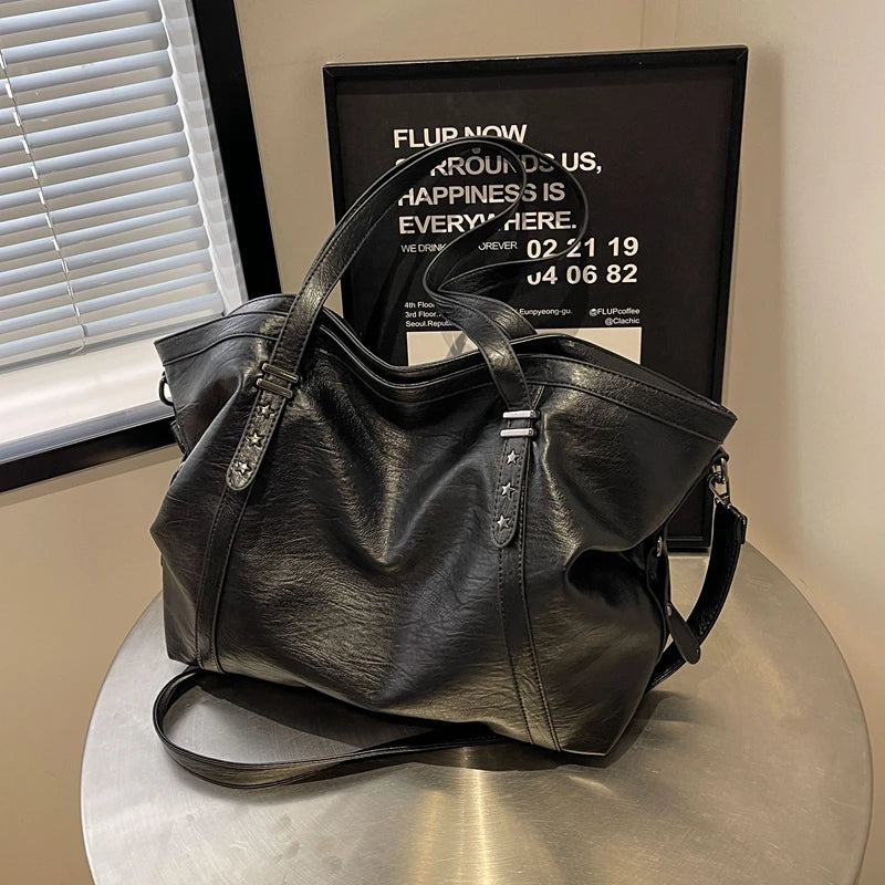 Sac Tote en cuir PU souple – Style vintage, Grande capacité,Poches intérieures