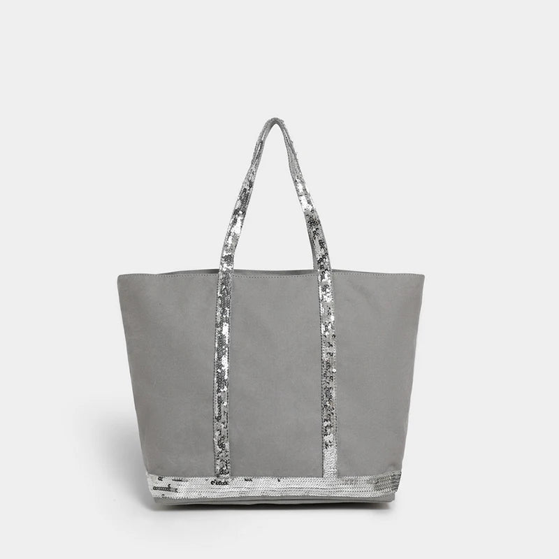 Sac Tote Canvas Sequins Grande Capacité Rétro