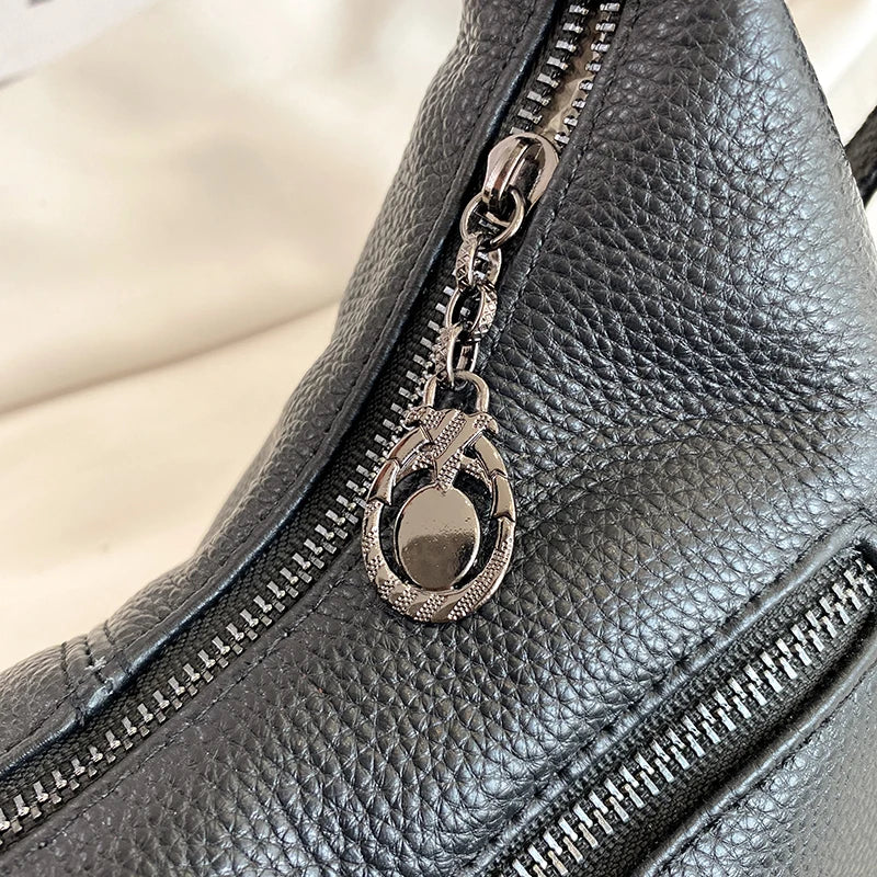 Sac à Main Hobo en Cuir Véritable Vintage – Femme MYNELIA