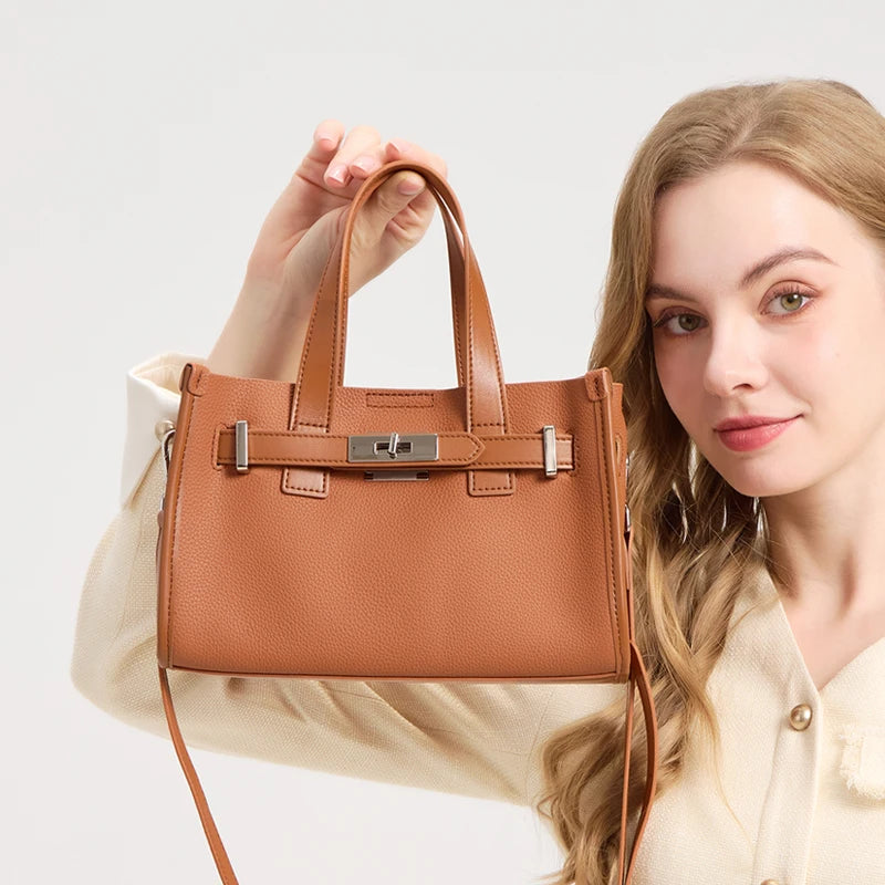 Damenhandtasche aus echtem Leder – Großes Fassungsvermögen