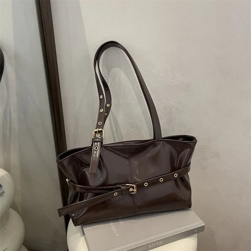 Sac à main boucle ceinture — Cabas vintage femme | Grande capacité & Épaule MYNELIA
