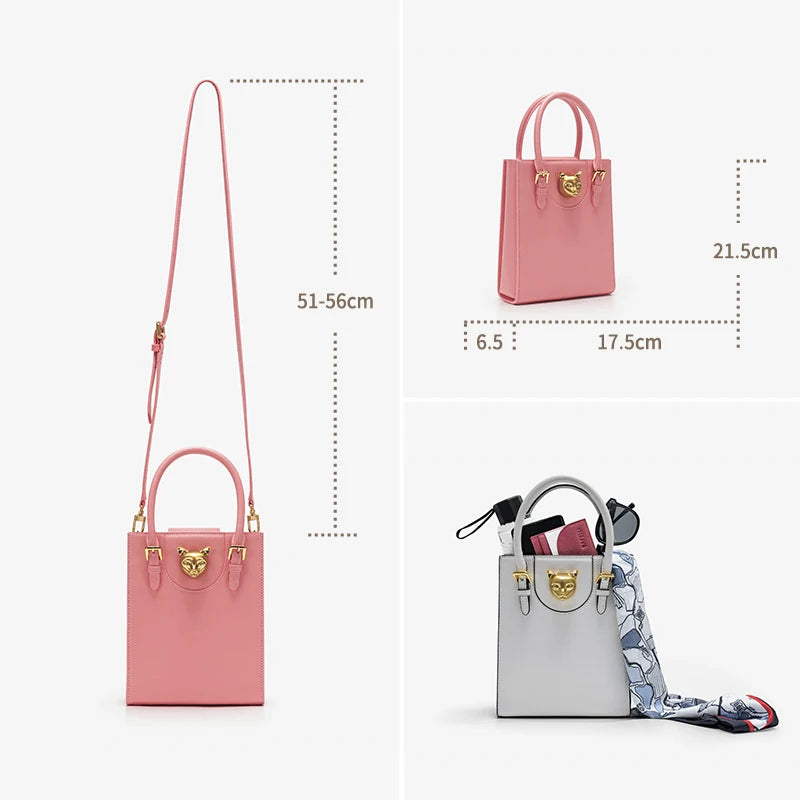 Sac box cuir véritable – Verrou décoratif structure rigide