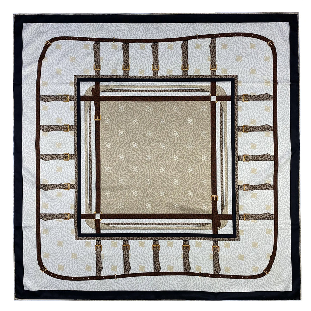 Foulard carré femme en soie imprimée – 90 × 90 cm
