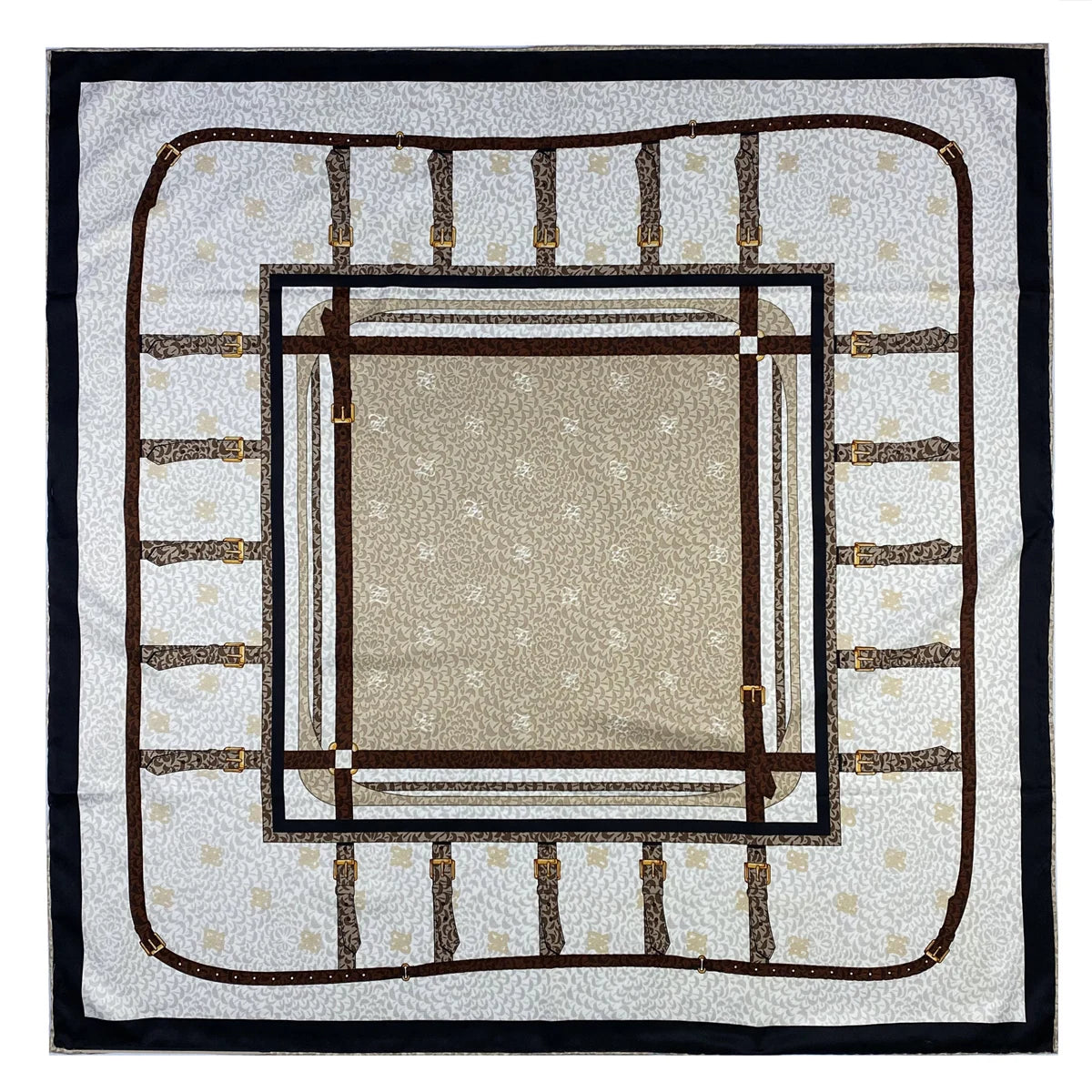Foulard carré femme en soie imprimée – 90 × 90 cm