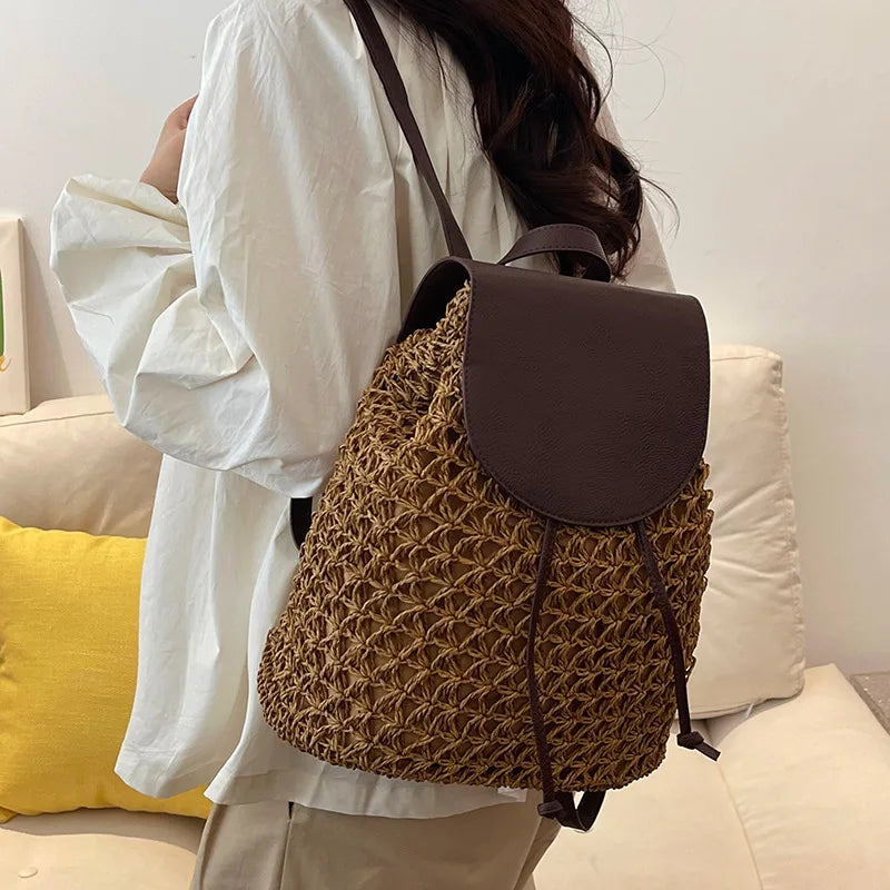 Sac à dos Paille tressée– Style Bohème Chic Vintage MYNELIA