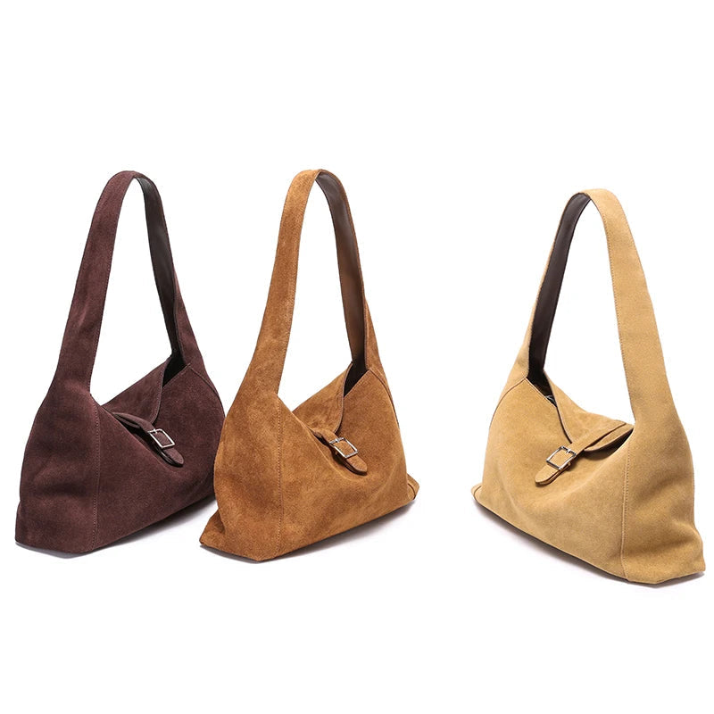 Sac bandoulière cuir suédé – Style Satchel Automne Hiver MYNELIA