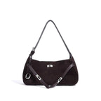 Sac à main en cuir véritable demi-Lune-Fermeture tourniquet MYNELIA