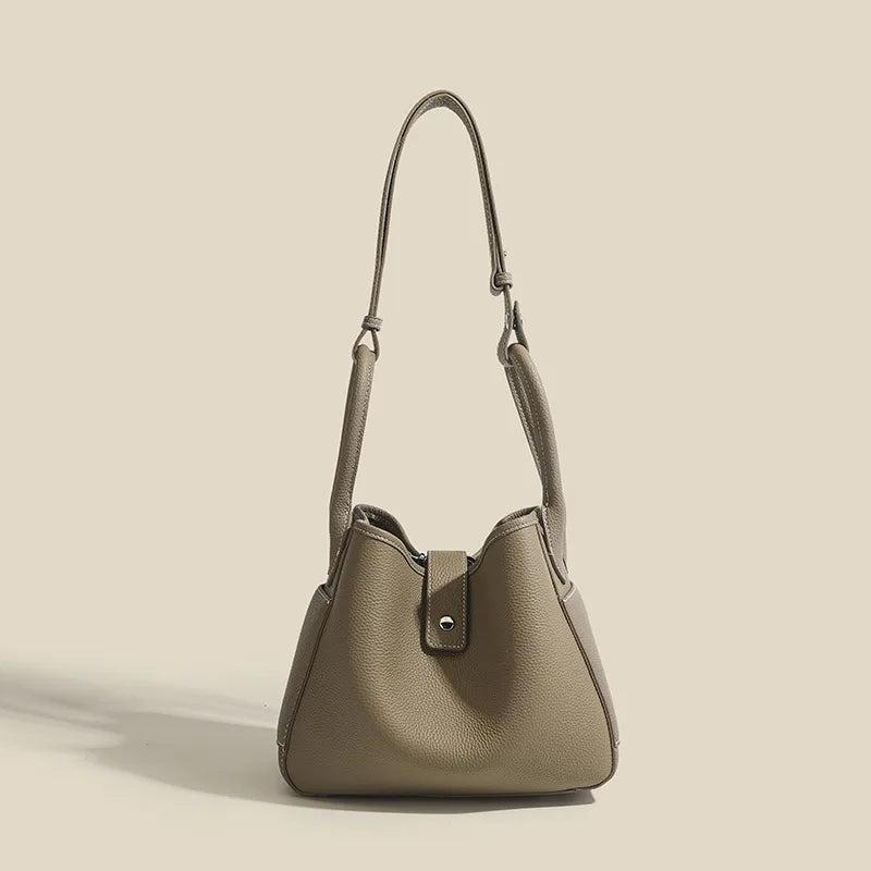 Genuine Leather Women's Shoulder bag niche design fashion lady's basket bag soft cowhide bucket bag handbag for women MYNELIA