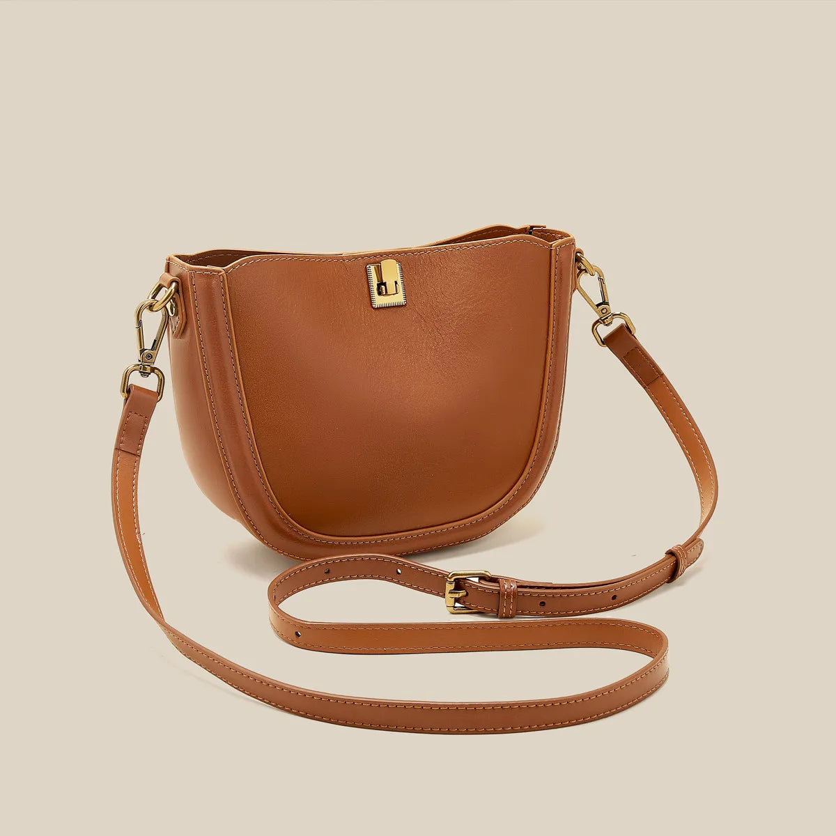 Sac en Cuir Véritable  Rabat Hasp 3 Poches Croisé Vintage