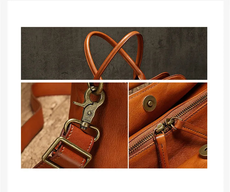 Sac en cuir véritable – Business, Intercalaire Ordinateur, Grande capacité