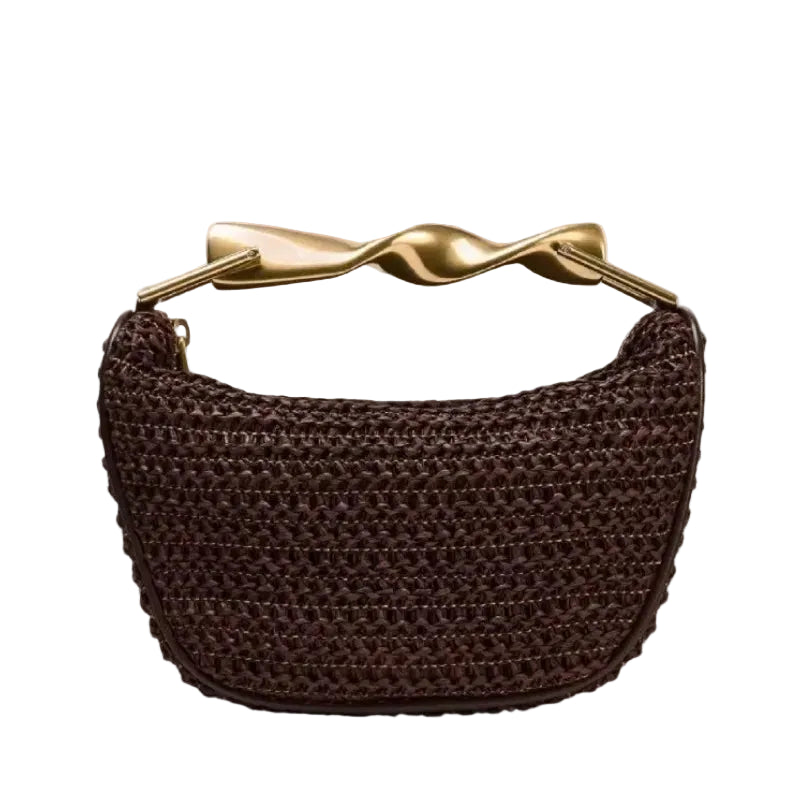 Sac Hobo tressé anse métallique-Rouille & Chocolat