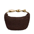 Sac Hobo tressé anse métallique-Rouille & Chocolat