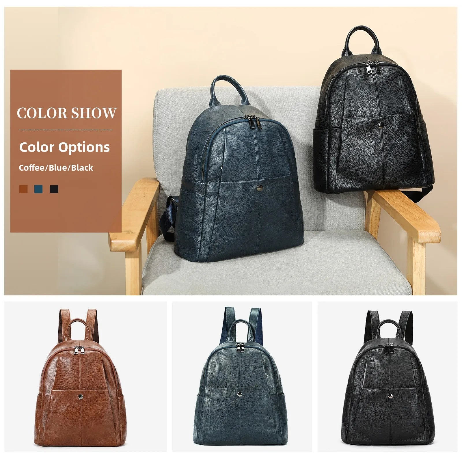 Sac à dos cuir vache – Casual polyvalent