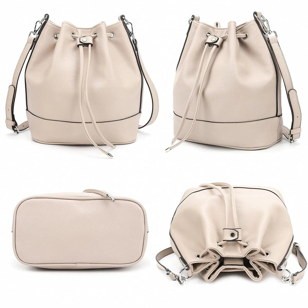 Sac seau Femme en cuir PU Froncé – Cordon & Fermeture Magnétique MYNELIA