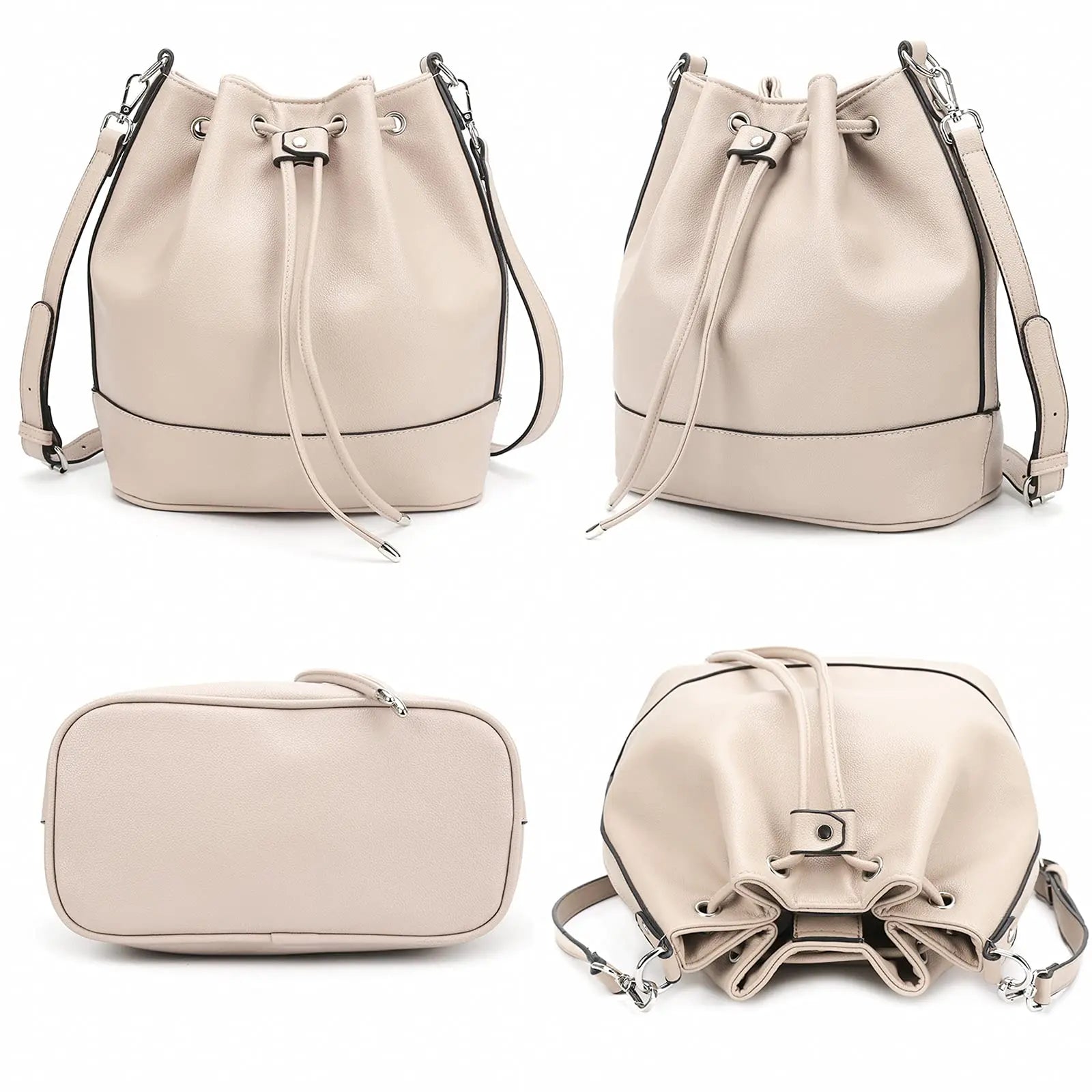 Sac seau Femme en cuir PU Froncé – Cordon & Fermeture Magnétique MYNELIA