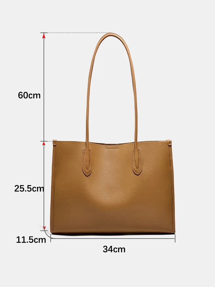 Light Brown 2025 Women OL Handbag Genuine Leather Ladies Shoulder Purse Big Tote Bag Large Capacity Shopper Bags Pocketbooks MYNELIA