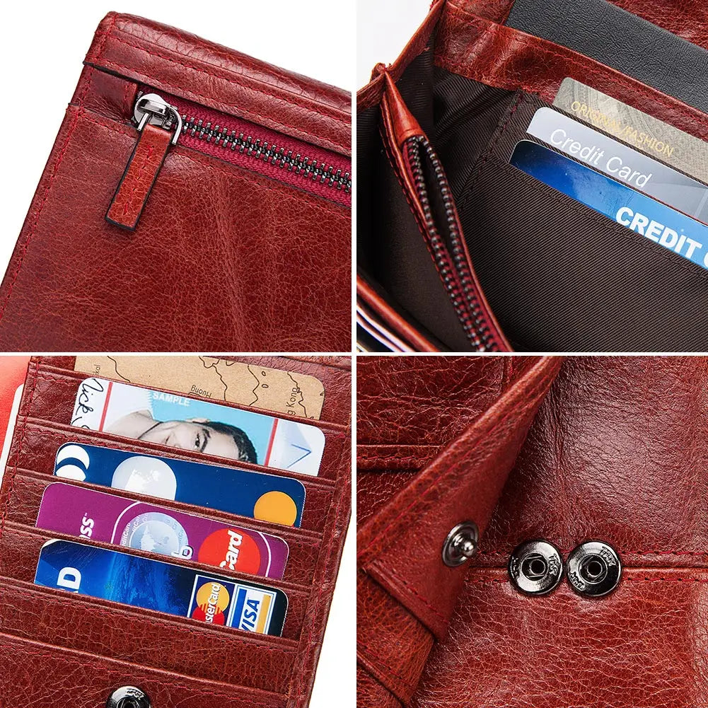 Portefeuille en cuir  véritable – Protection RFID, Grande capacité