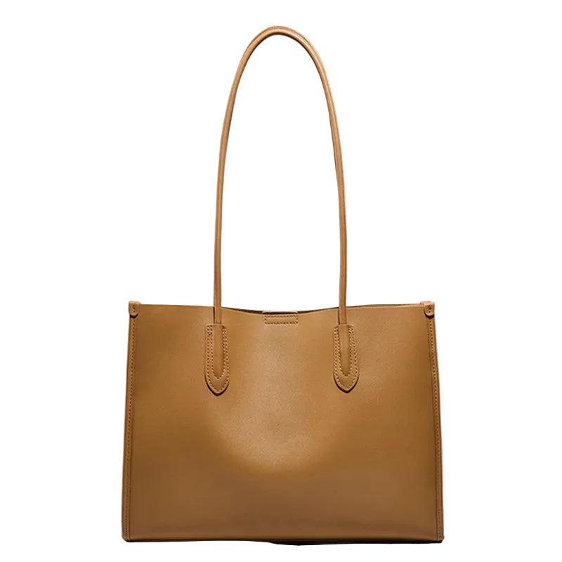 BURMINSA Luxury Genuine Leather Tote Bags For Women Elegant Cowhide Business Commuter Handbags Large Capacity Work Shoulder Bags MYNELIA