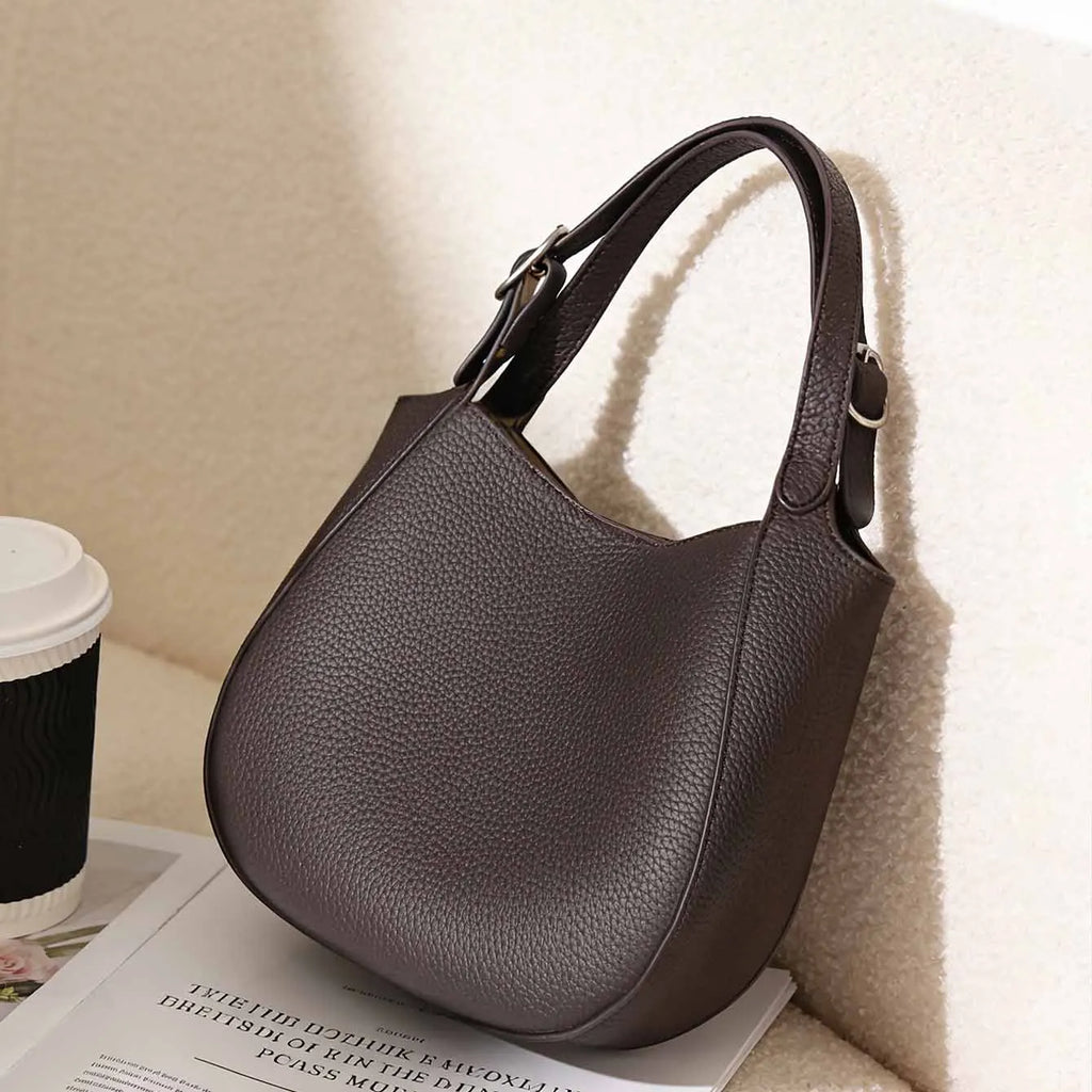 Sac seau cuir véritable  – Initiales Personnalisées